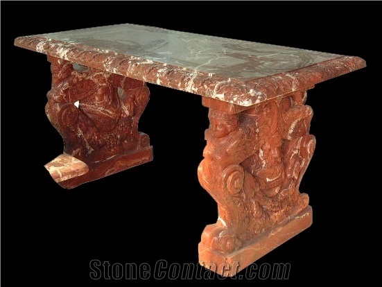 High Quality Outdoor Decorative Park Red Marble Bench