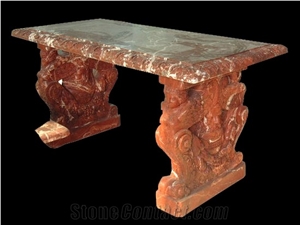 High Quality Outdoor Decorative Park Red Marble Bench