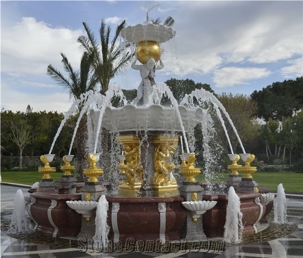 Large Marble Fountains with Cherub Statue, Water Features