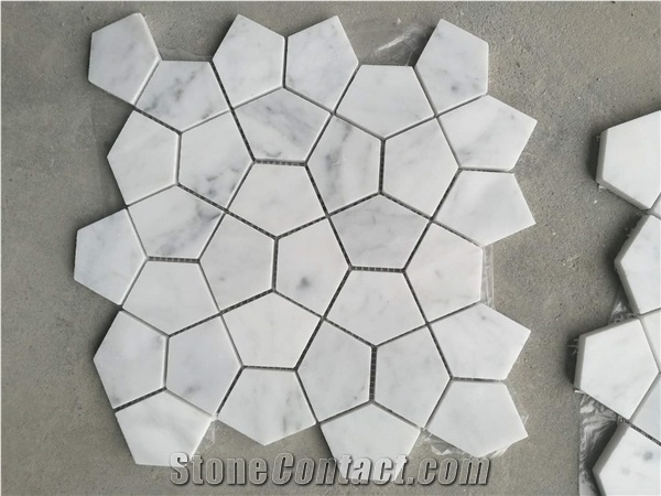 New White with Grey Veins Carrara White Marble Mosaic Tiles
