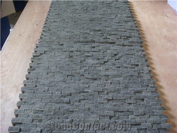 Polished Grey Basalt With Natural Split Tile, Wall Mosaic