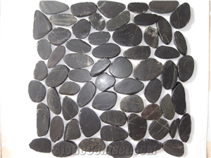 Polished Natural River Black Pebble Mosaic Pebble Tiles