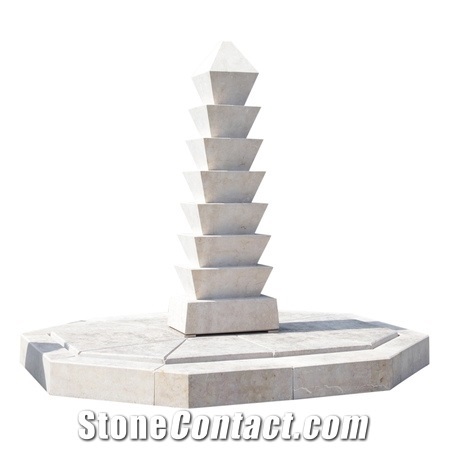 Stone Carving Sculpture Water Feature  Beige Marble Fountain