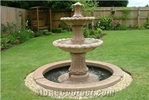 Stone Carving Sculpture Water Feature  Beige Marble Fountain