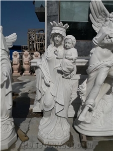 White Marble Virgin Mary Hand Carved Garden Statues