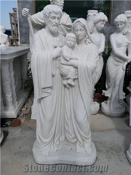 White Marble Virgin Mary Hand Carved Garden Statues