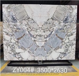 Italy New Arabescato White Marble Slab Bookmatched