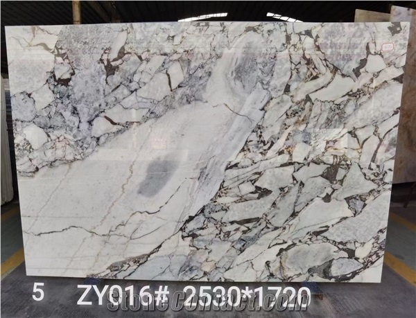 Italy New Arabescato White Marble Slab Bookmatched