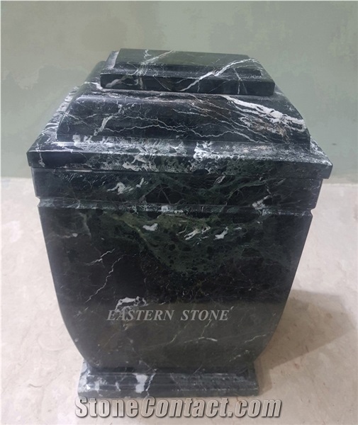 Square Cremation Urns, Black Zebra Marble Rectangle Ash Urns, Box Funeral Urns