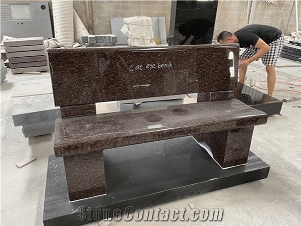 Cats Eye Red Granite Memorial Grave Benches