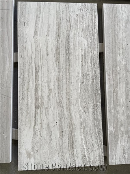 China White Wooden Marble Floor Wall Honed Tile Cladding