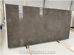Engineered Stone Brown Quartz Kitchen Slab Wall Cladding