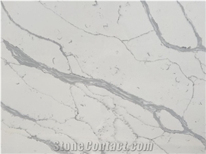 Engineered White Calacatta Quartz Stone Slabs Dl88166