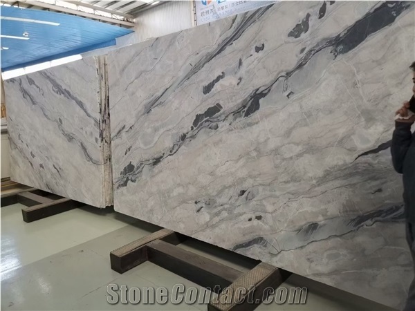 Arctic Ocean White Marble Slabs and Tiles Interior Decor