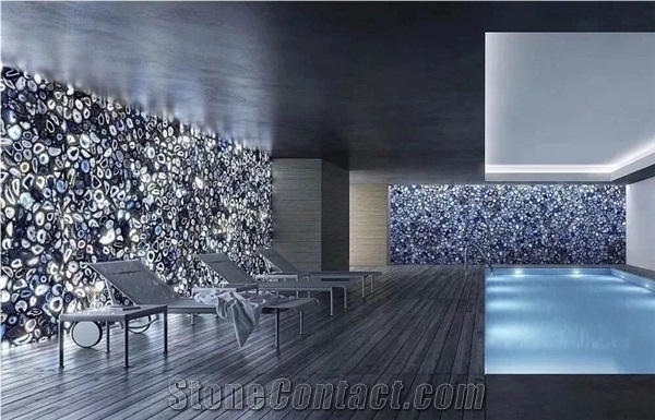 Blue Agate Semiprecious Stone Interior Luxury Style