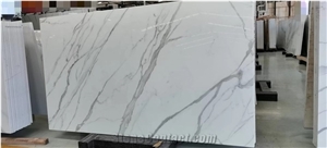 Book Match Nano Bianco Calacatta White Glass Marble Slabs