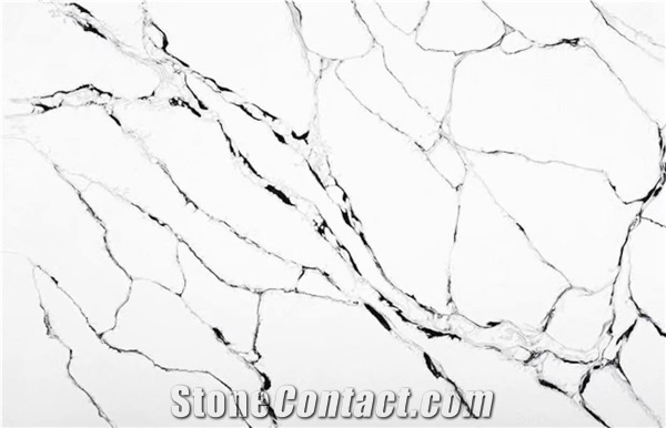 Calacatta White Quartz Engineered Stone Slabs for Countertop