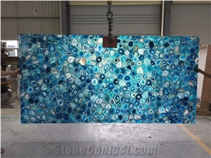 Gemstone Blue Agate Slab Countertop Semiprecious Stone Tile