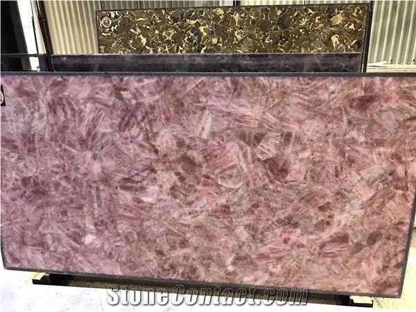 High-End Luxury Pink Semiprecious Stone Slabs and Tiles