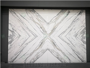 Italy White Calacatta Marble Book Matched Polished Slab
