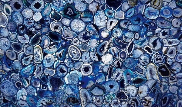 Luxury Decoration Gem Stone Blue Agate Wall Panel and Tiles