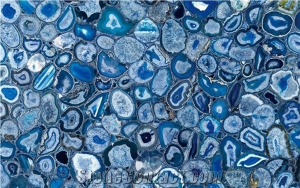 Luxury Decoration Gem Stone Blue Agate Wall Panel and Tiles