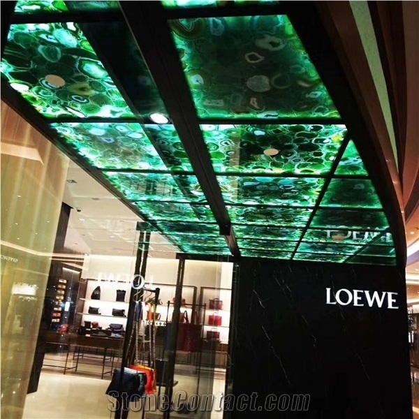Luxury Decoration Gem Stone Green Agate Wall Panel and Tiles