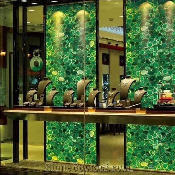 Luxury Decoration Gem Stone Green Agate Wall Panel and Tiles