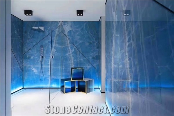 Luxury Stone Crystal Blue Onyx Slabs Tiles