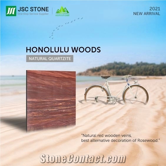 Luxury Stone Honolulu Wooden Red Natural Quartzite Slabs