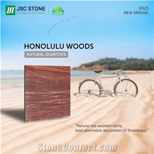Luxury Stone Honolulu Wooden Red Natural Quartzite Slabs