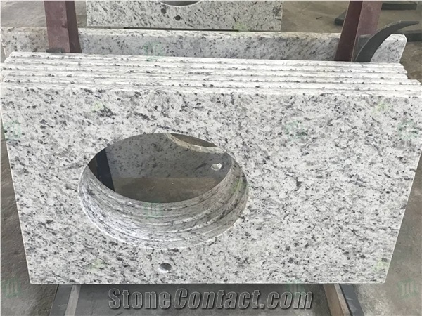 Prefabricated White Rose Granite Custom Kitchen Countertop