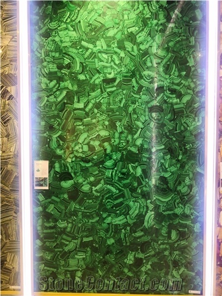 Semiprecious Gem Stone Green Malachite Panels Luxury Decor