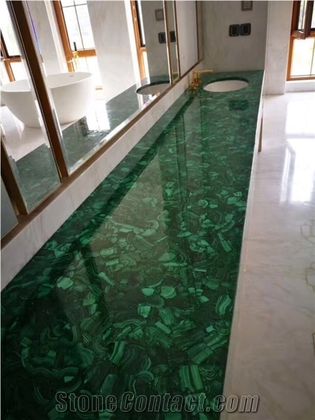 Semiprecious Gem Stone Green Malachite Panels Luxury Decor