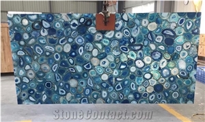 Semiprecious Gemstone Natural Composite Blue Agate Slab