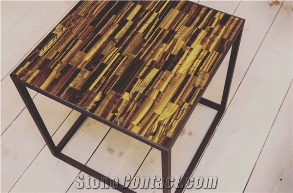 Yellow Tiger Eye Gold Semiprecious Gemstone Table Top