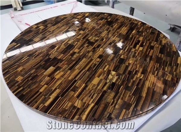 Yellow Tiger Eye Gold Semiprecious Gemstone Table Top