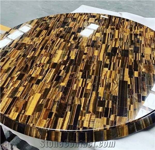 Yellow Tiger Eye Gold Semiprecious Gemstone Table Top