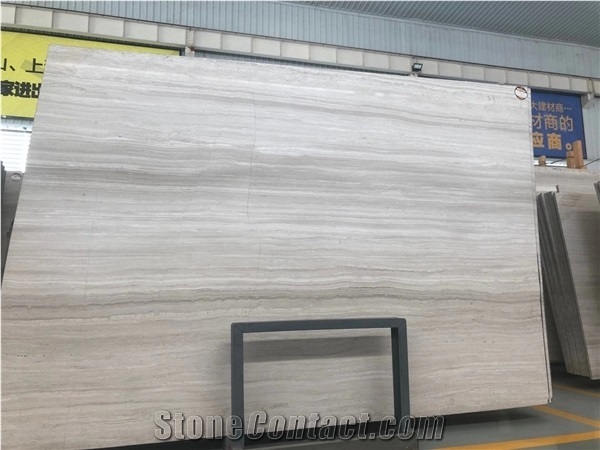 China White Serpegiante Wooden Grain Marble Flooring Tiles