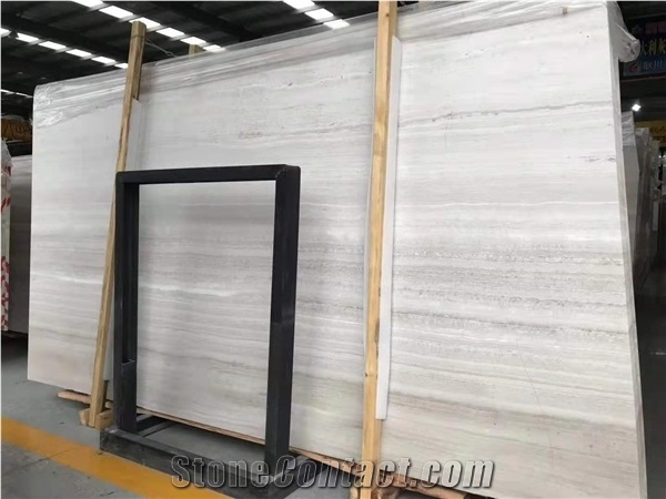 Chinese White Wood Grain Marble Slabs for Interior Design