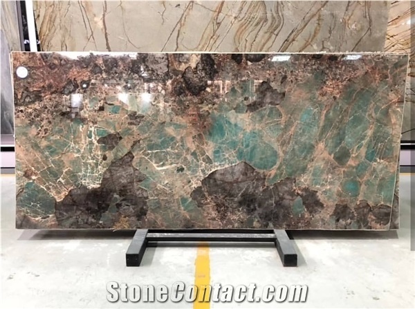 Amazon Green Quartzite Luxury Kitchen Model Countertops