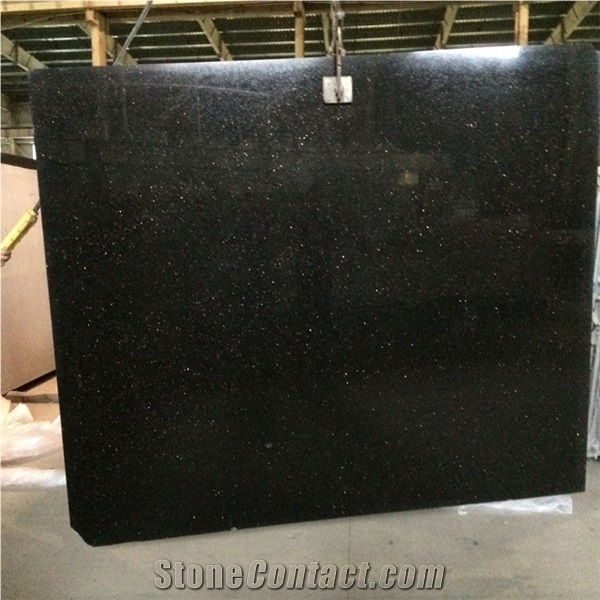 Black Galaxy India Granite Slab for Kitchen Countertop