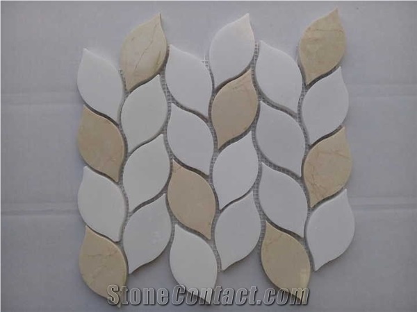 Herringbone Mixed Color Marble Floor Mosaic Design Tile