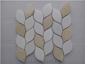 Herringbone Mixed Color Marble Floor Mosaic Design Tile