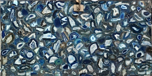 Luxury Gemstone Blue Agate Semiprecious Slabs