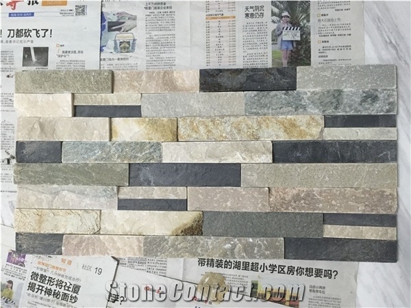 Multicolor Quartzite Cultured Stone Wall Panel Manufactured