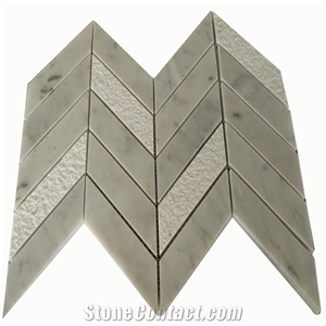 White Grey Marble Polished Mixed Color Mosaic Tile