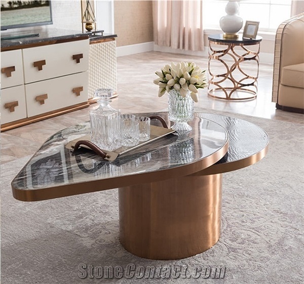 Modern White Marble Living Room Center Table
