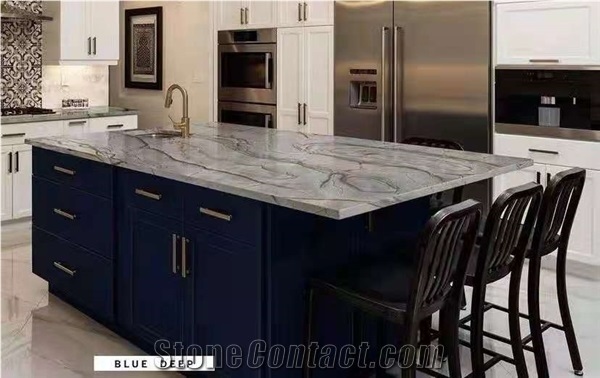 Brazil Blue Roman Quartzite Polished Kitchen Countertops