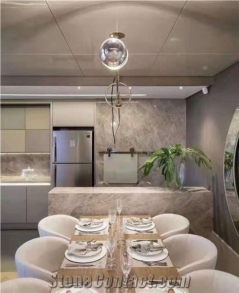 Brazil Natural Grey Quartzite Polished Kitchen Countertop